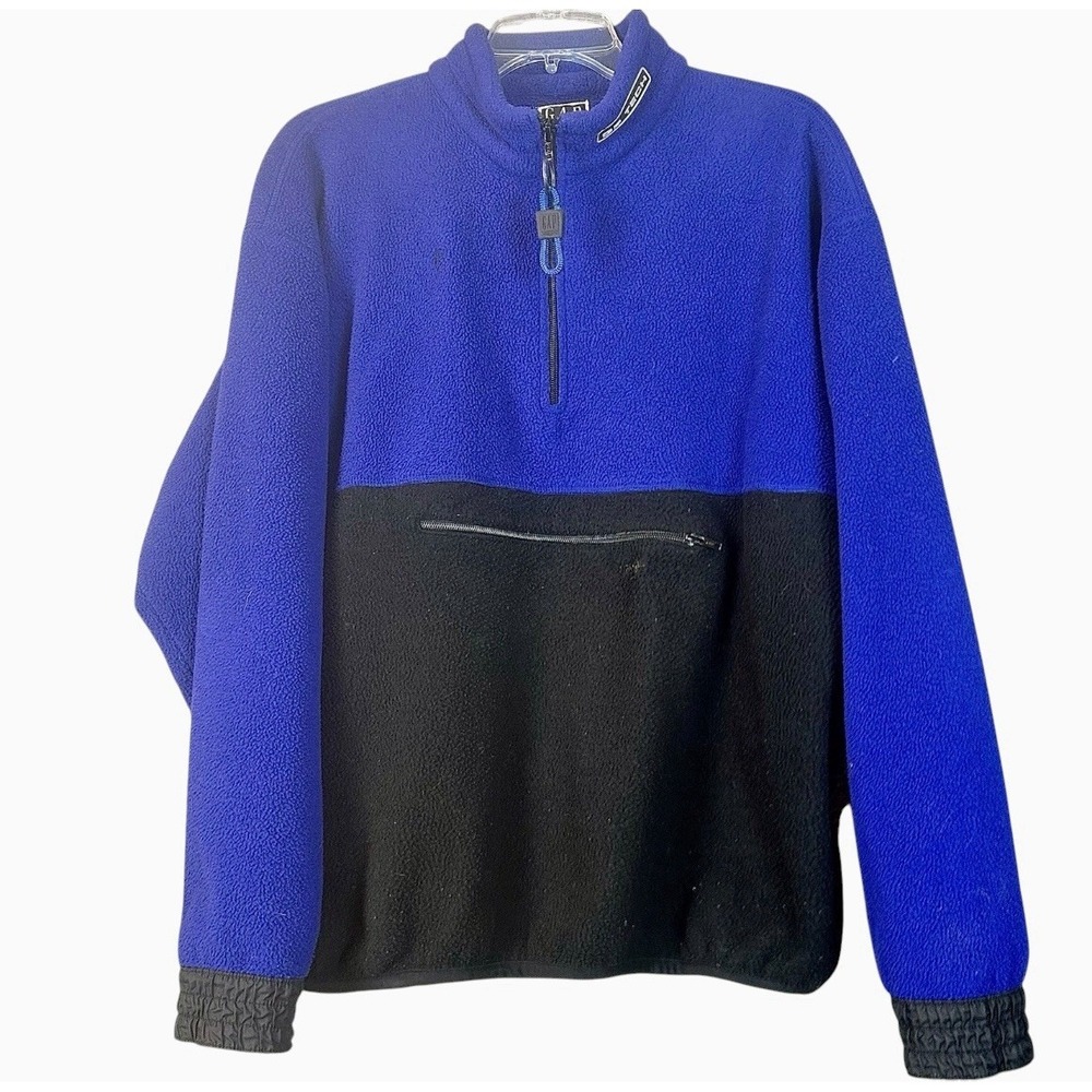 VINTAGE 90s GAP Tech Fleece Quarter Zip Fleece Size Medium Retro Skater 90s Brit